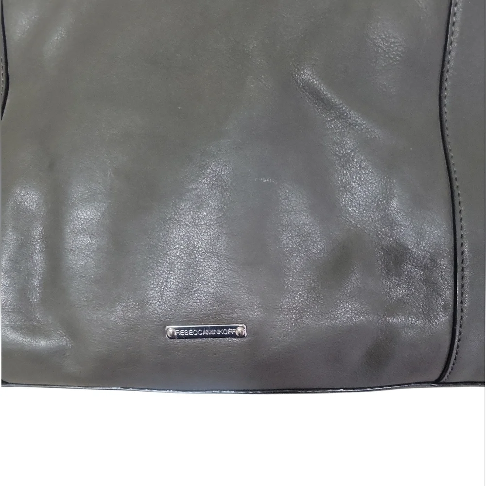 Rebecca Minkoff Large Saffiano Leather Silvertone Hardware Forest Green Tote Bag - Picture 4 of 10